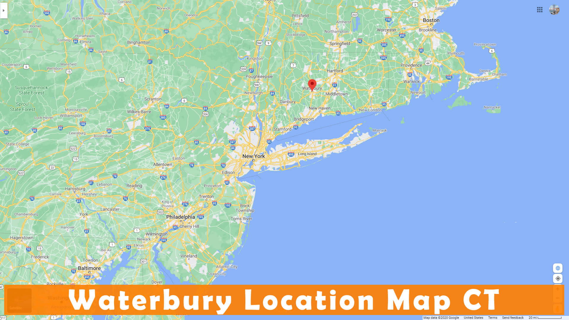 Waterbury Location Map CT